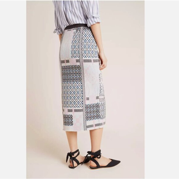 Anthropologie Avery Pencil Skirt Cashmere Wool Knit Embroidered Midi New $198 S - Picture 4 of 13